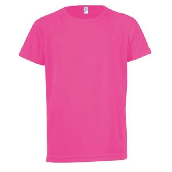 SOLS Childrens/Kids Sporty Unisex Short Sleeve T-Shirt - Neon Pink