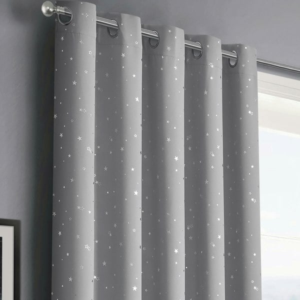Velosso Stars Thermal Blackout Ready Made Eyelet Curtains - 117cm x 137cm