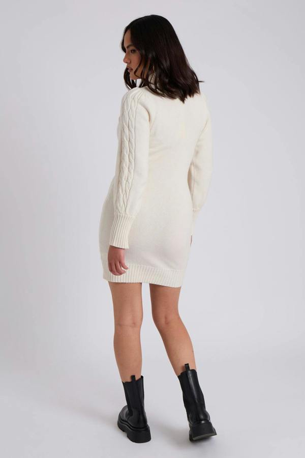 Urban Bliss Lia Cream Cable Knit Dress