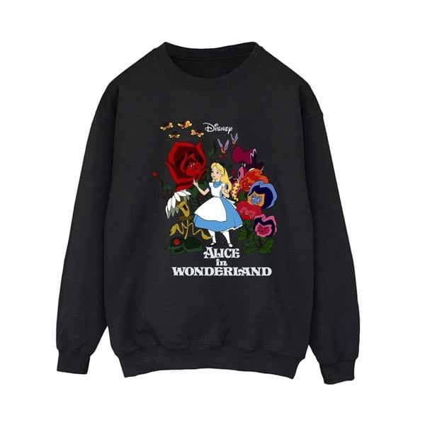 Disney Womens Alice In Wonderland Flowers Sweatshirt - Black