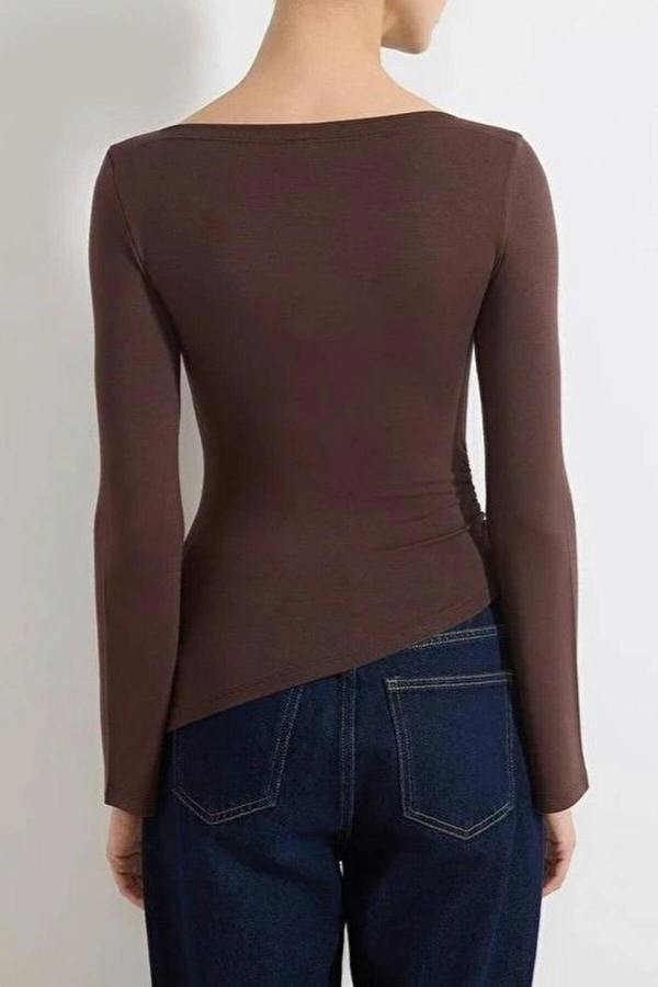 WOVCOR Boat Neck Long Sleeved Soft Knit Blouse