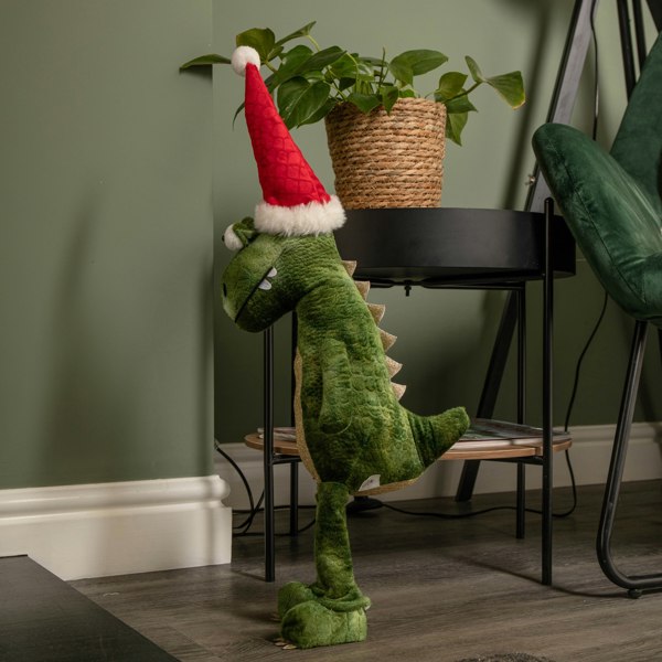 Samuel Alexander 60cm Green Standing Christmas Dinosaur with Santa Hat