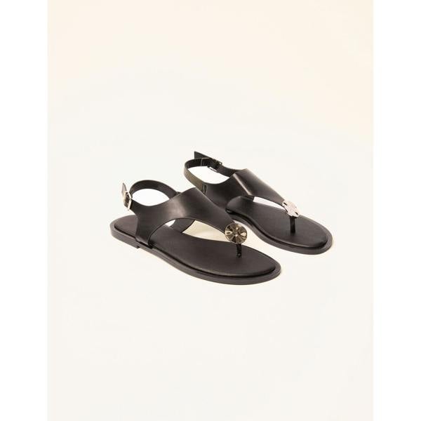 Blue Vanilla Faux Leather Metal Detail Sandals