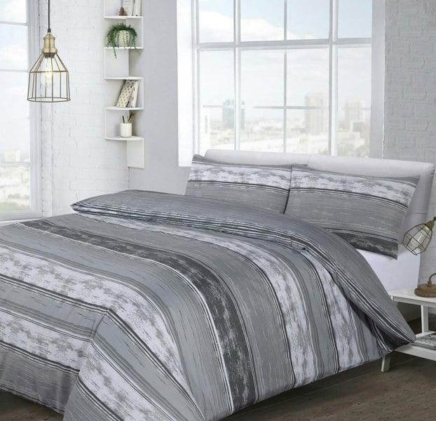 Velosso Brooklyn Stripe Printed Cotton Blend Duvet Cover and Pillowcase Set