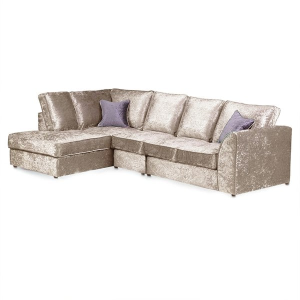 Furnishings For Less Crystal Crushed Velvet Full Back 5 Seater L Shaped Corner Sofa