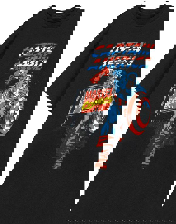 Marvel Comic Captain Mens Black Captain America Short Sleeved T-Shirt