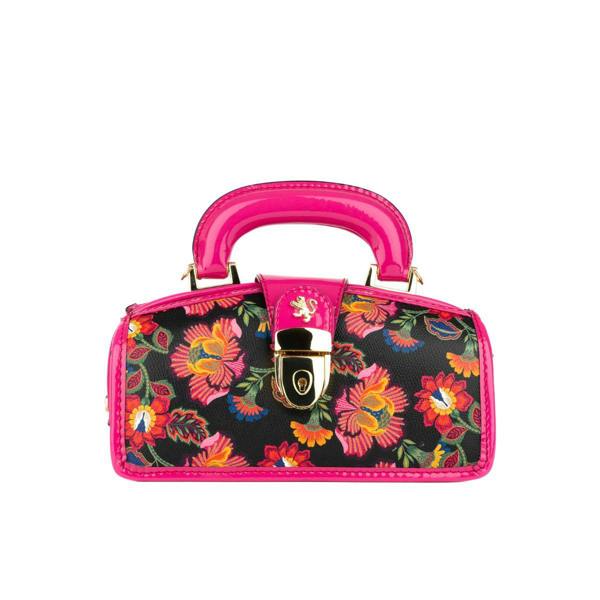 Embassy London Gazelle Mini - Red Flowers - Women’s mini patent leather top handle & crossbody bag