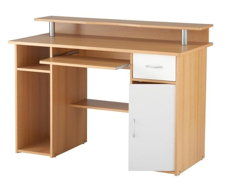 Dorel Home Albany Desk with 1 Drawer & 1 Door in White/Naturel