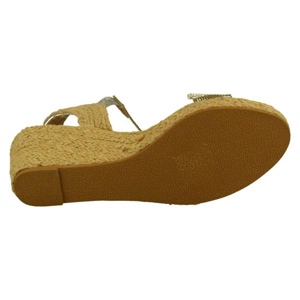 Savannah Ladies Savannah Wedge Open Toe Sandals With Diamonte Detail F2302