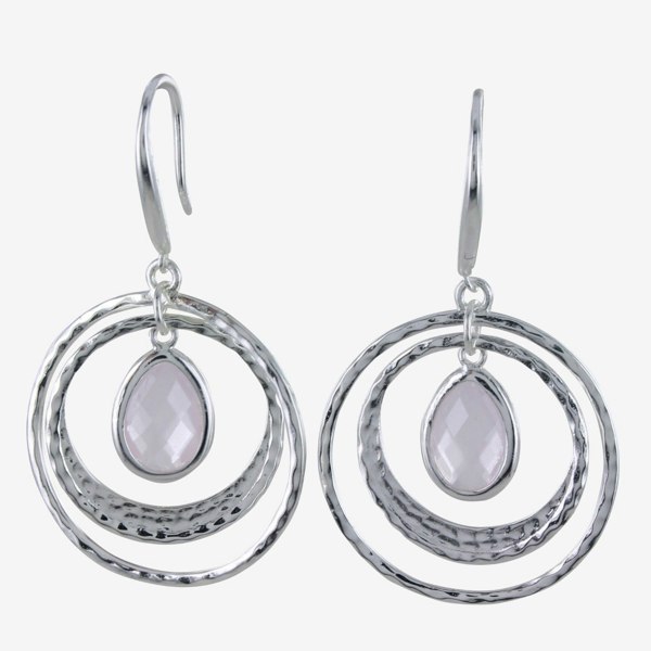 Sterling Silver Twin Ring Candy Stone Drop Earrings - Reeves & Reeves