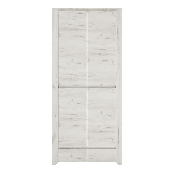 Wyld Haus Norwich Aged Effect Soft Grey Wood Veneer Fitted Wardrobe 2 Door 2 Drawer