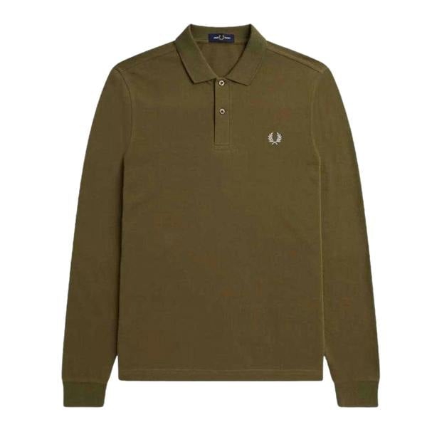 Fred Perry Unisex Adult Plain Long-Sleeved Polo Shirt - Khaki Green - 