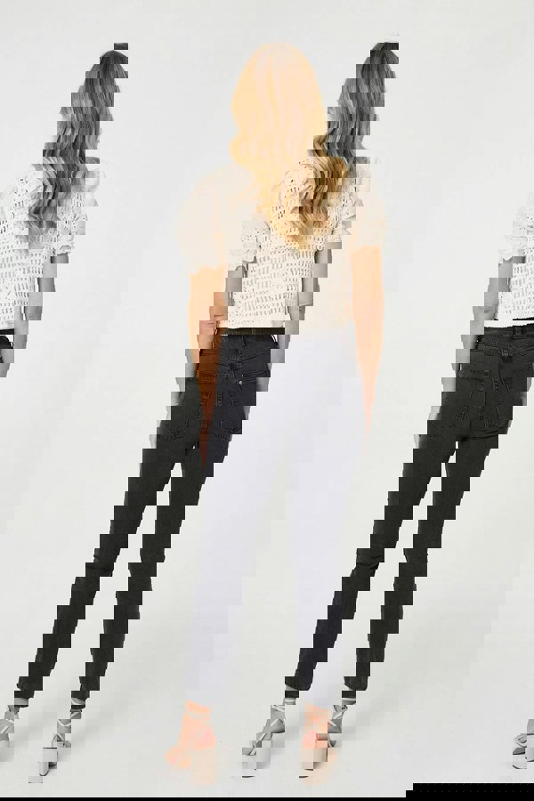 Cream | Crochet Mesh Short Sleeve Crop Cardigan
