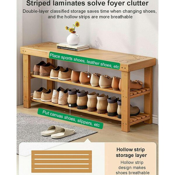 Havendro 3 Tiers Wooden Shoe Rack Seating Bench Hallway Storage Organiser Holder Stand