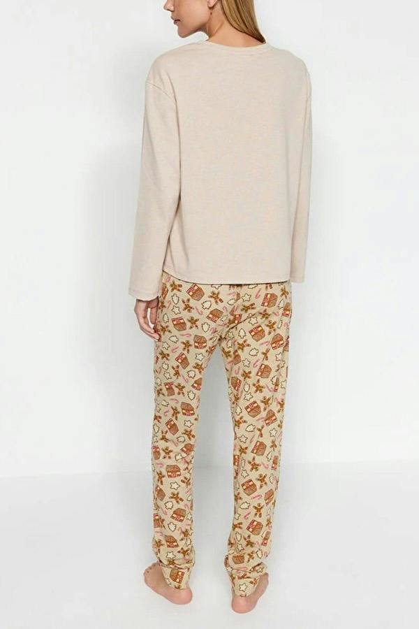 WOVCOR 2-Piece 100% Cotton Christmas Themed Knit Pajama Set