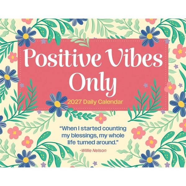 Positive Vibes Only Desk Calendar 2027, Desk Calendars, Day To View, Lifestyle, Gift
