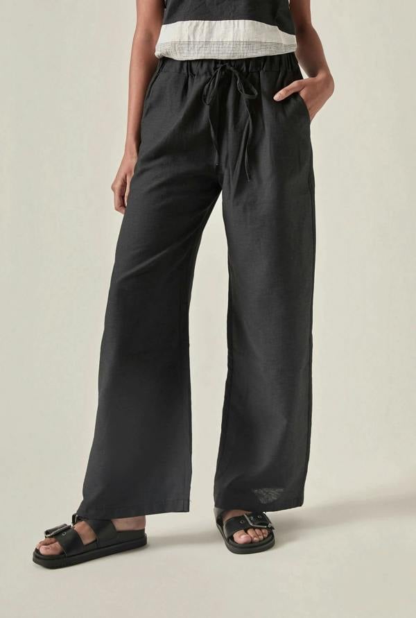 James Lakeland Linen Blend Black Drawstring Trousers