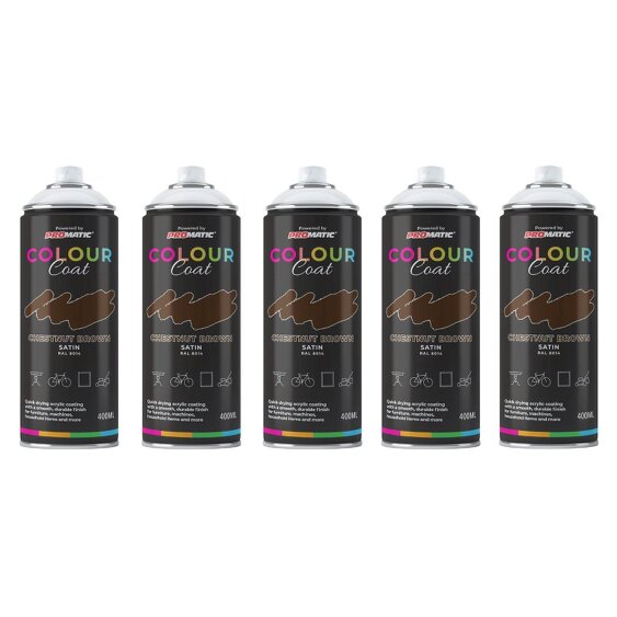 Colour Coat 5X Chestnut Brown RAL 8014 Satin Spray Paint 400ml