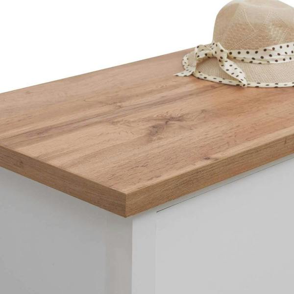Timber Art Design Astbury Ottoman Blanket Box Chest Bench Seat Storage Cabinet White and Oak