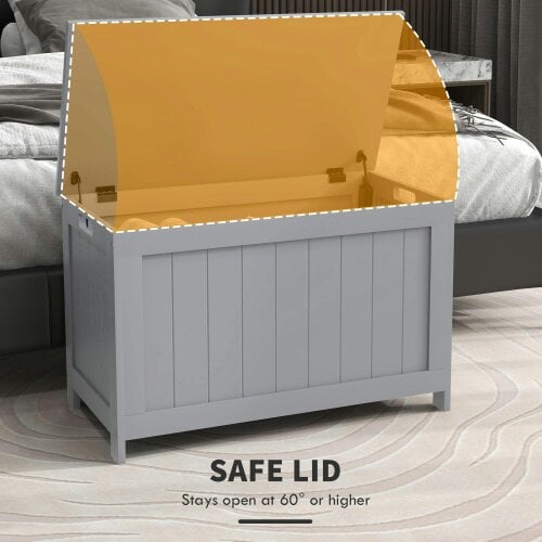 Wyld Haus Halumo Grey Wooden Panelled Blanket Storage Chest