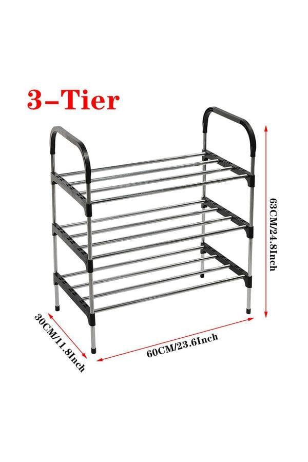 Living and Home 3 Tiers Shoes Rack Organizer Stackable Space Saving Shoe Shelf