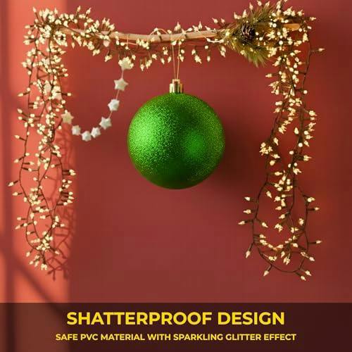 25cm Dark Green Glitter Christmas Bauble for Tree, Home and Seasonal Decorative Displays image 6