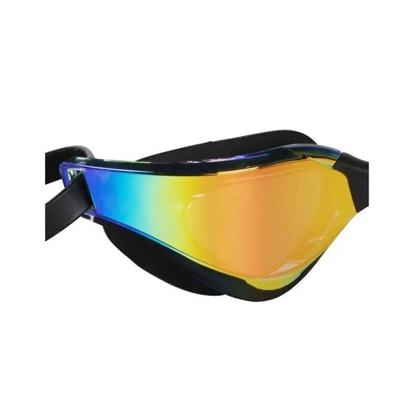 Aquafeel Ultra Cut mirrored goggles with rainbow tint and black Oakley frame