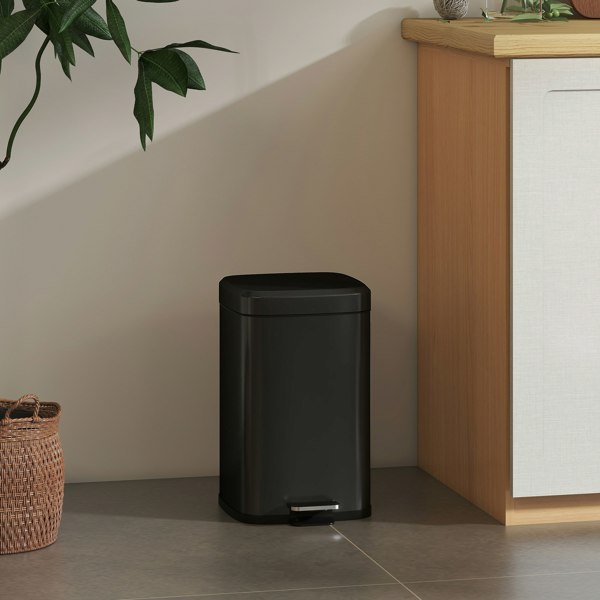 HOMCOM 12/20L Kitchen Pedal Bin Metal Rubbish Bin with Soft-close Lid
