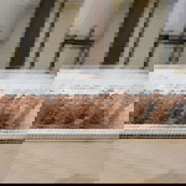 Moodi Shaggy Cream/Brown Rug, Striped design, soft pile | THE RUGS