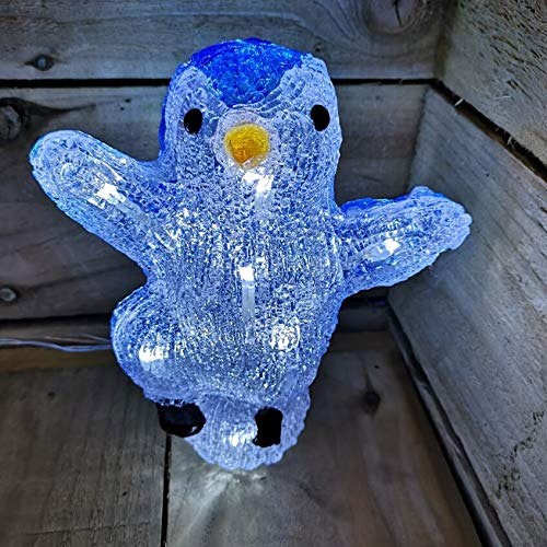 Samuel Alexander 23cm Set of 3 Acrylic Ice White LED Penguins Indoor Outdoor Christmas Decoration
