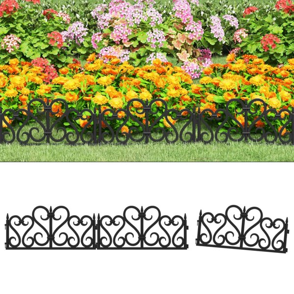 Berkfield Lawn Edgings 17 pcs Black 10 m PP