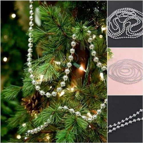 24ft Silver Metallic Bead Garland for Christmas Trees, Wreaths and DIY Decorations image 8