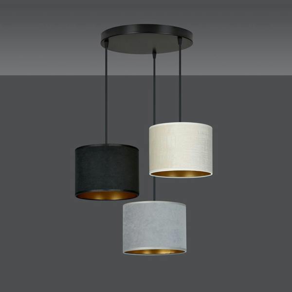 Emibig HILDE Pendant lamp 3 x E27 Black with Black, Grey and White Shade