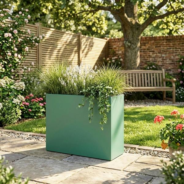 Nicoman Galvanised Steel Trough Metal Planter 90cm x 82cm - Green