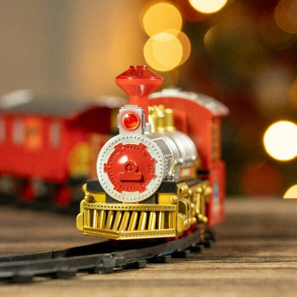 MANTRARAJ 12pcs Christmas Train Set Track Deluxe Musical Sound Light Around Tree Decoration Xmas