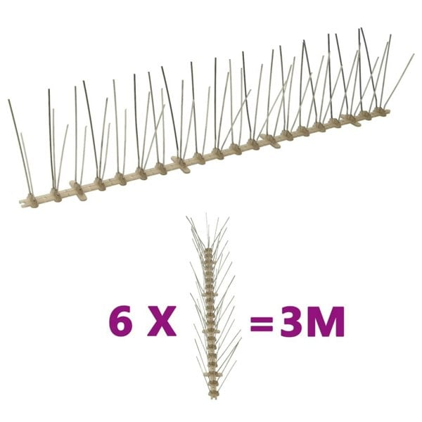 Berkfield 5-row Plastic Bird & Pigeon Spikes Set of 6 3 m