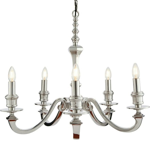 5 Light Chandelier Pendant POLISHED ALUMINIUM Ceiling Hanging Candelabra Lamp Loops