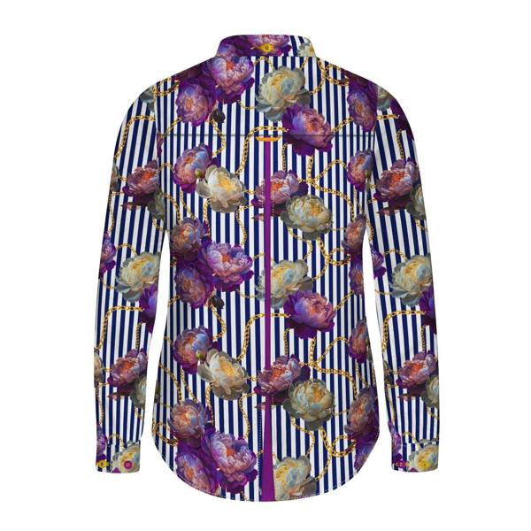 FLORAL ELEGANCE STRIPE & CHAIN WOMENS  PRINT SHIRT - Premium Men's Patterned Shirt by Claudio Lugli | Bold Design, Tailored Fit, Best Printed Shirts
