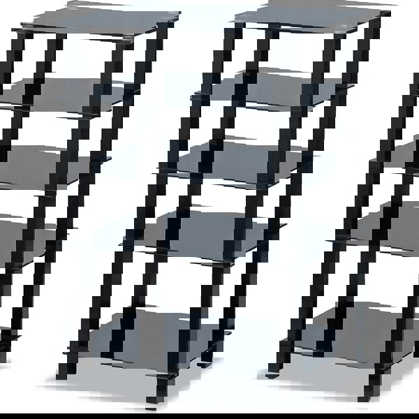 Centurion Supports TRINITY Gloss Black 5 Shelf with Black Legs Flat Screen TV Rack Glass Stand