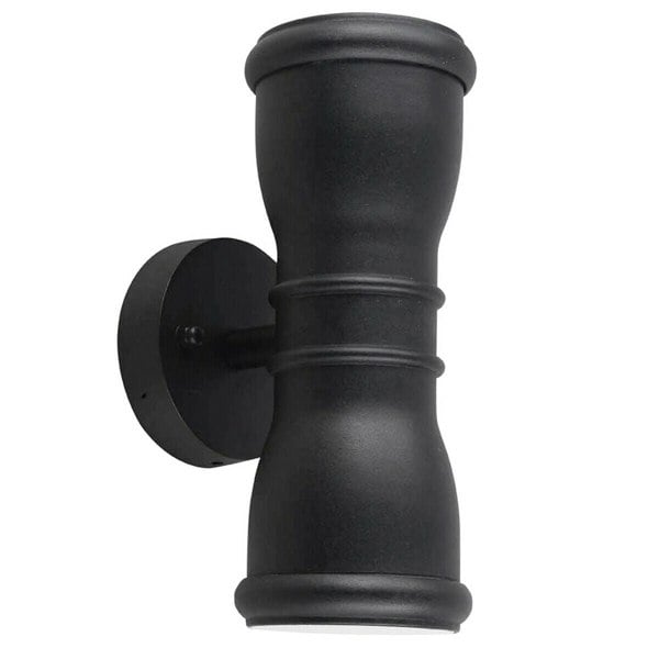 Outdoor IP44 Twin Wall Light Sconce Black LED GU10 7W Bulb External d01128 Loops