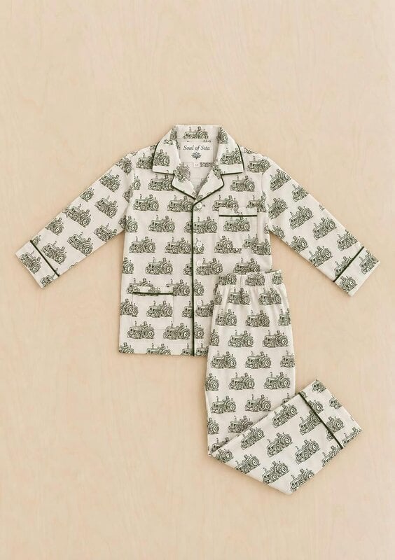 Soul Of Sita Kids Woodblock Print Tractor Pyjamas