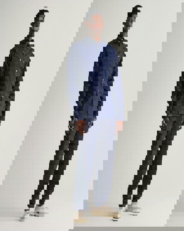 GANT Mens Slim Fit Long Sleeve Poplin Shirt - 410 Marine