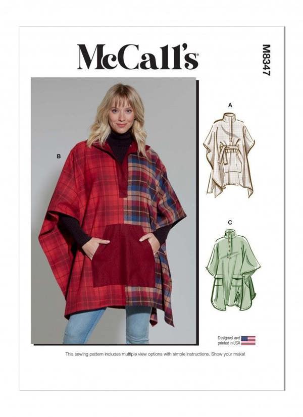 McCalls 8347 Paper Sewing Pattern – Women's Poncho, Intermediate