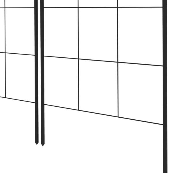Black metal trellis set of 2 lower section with grid bars and two legs