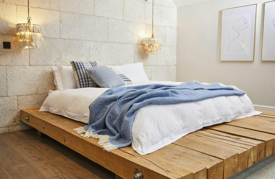 All Wool Waffle Throw - 140x240cms - Blue Jay