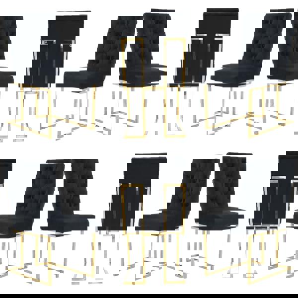 Life Interiors Set of 6 Siena Luxury Tufted Velvet Dining Chairs with Gold Frame & Legs - Modern Upholstered Accent Chair