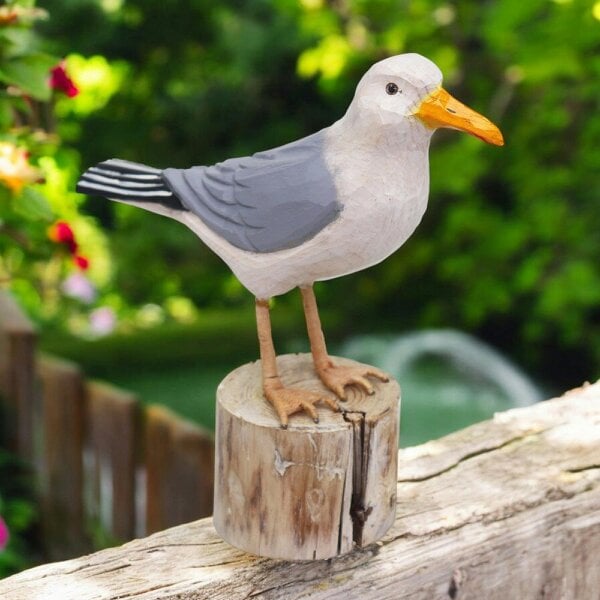 EDH Door Hardware RSPB Hand Crafted Wooden Herring Gull with Display Box