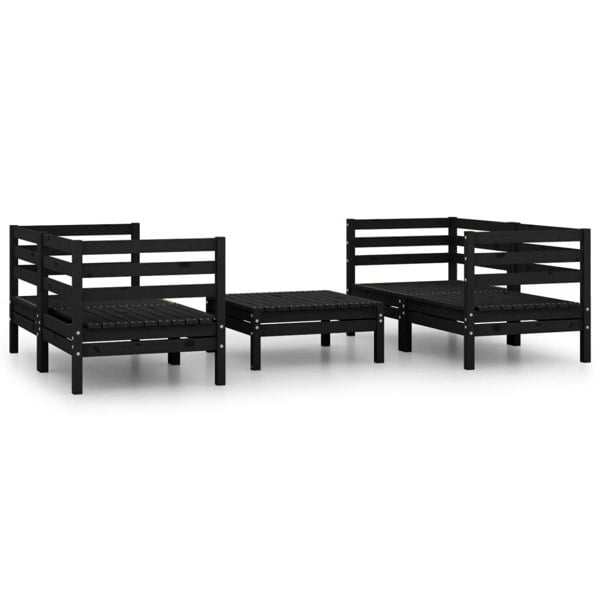 Berkfield 5 Piece Garden Lounge Set Black Solid Pinewood
