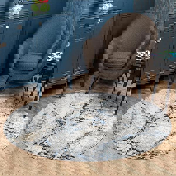 Livabliss Jolie-Abstract Grey Blue Ivory Brown Modern Marble Rug