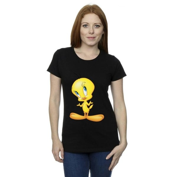 Looney Tunes Womens Tweety Standing Cotton T-Shirt - Black